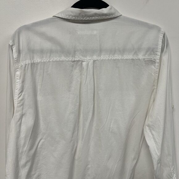 J Crew Chambray Pocket Tunic Womens Size L White Button Up Shirt Collared Work - Picture 4 of 13